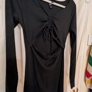 Volcom Black Ruched Mini Dress
